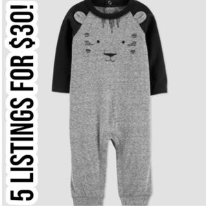 Carter's Gray and Black Animal Face Long Sleeve Jumpsuit One Piece Size 18 Month